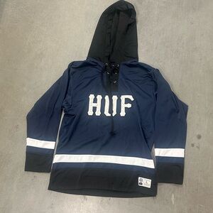 HUF Black and Navy Lace-Up Hoodie